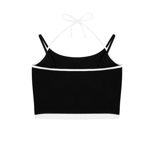 Contrast Binding Halter Tank Top