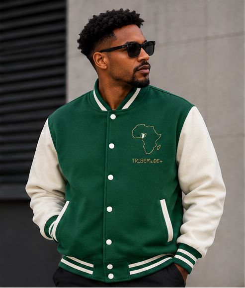 Two-Tone Fleeced Varsity Jacket