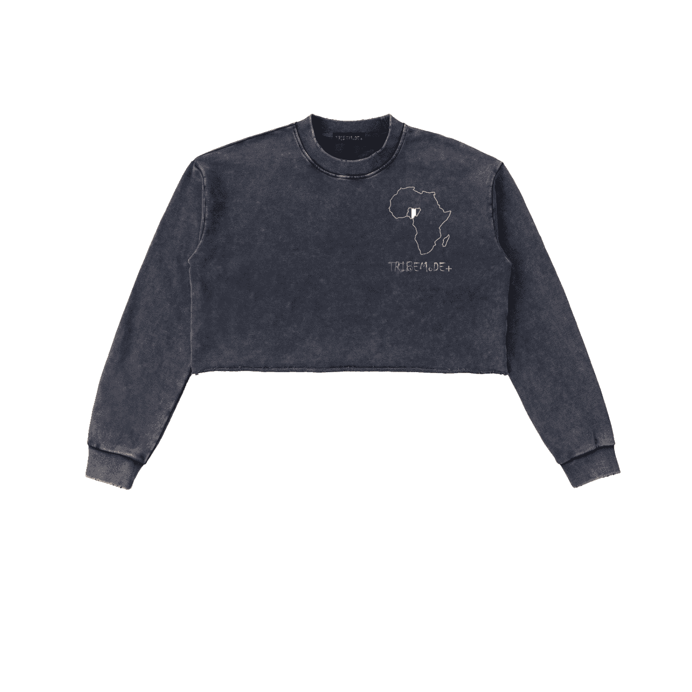 Snow Washed Raw Edge Cropped Sweatshirt - Tribemodeplus
