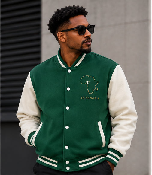 Two-Tone Fleeced Varsity Jacket