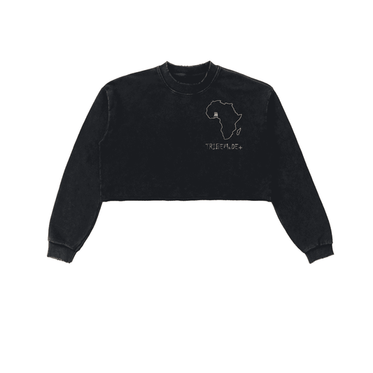 Snow Washed Raw Edge Cropped Sweatshirt - Tribemodeplus