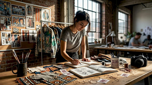 Fashion designer sketching art-inspired streetwear