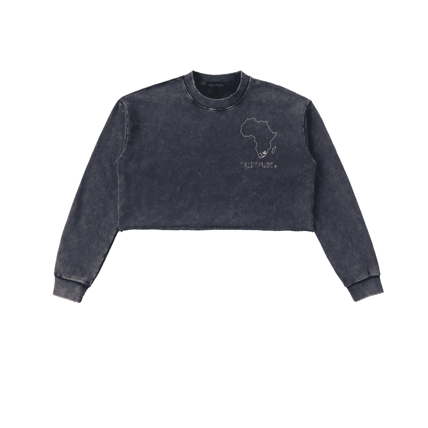 Snow Washed Raw Edge Cropped Sweatshirt - Tribemodeplus