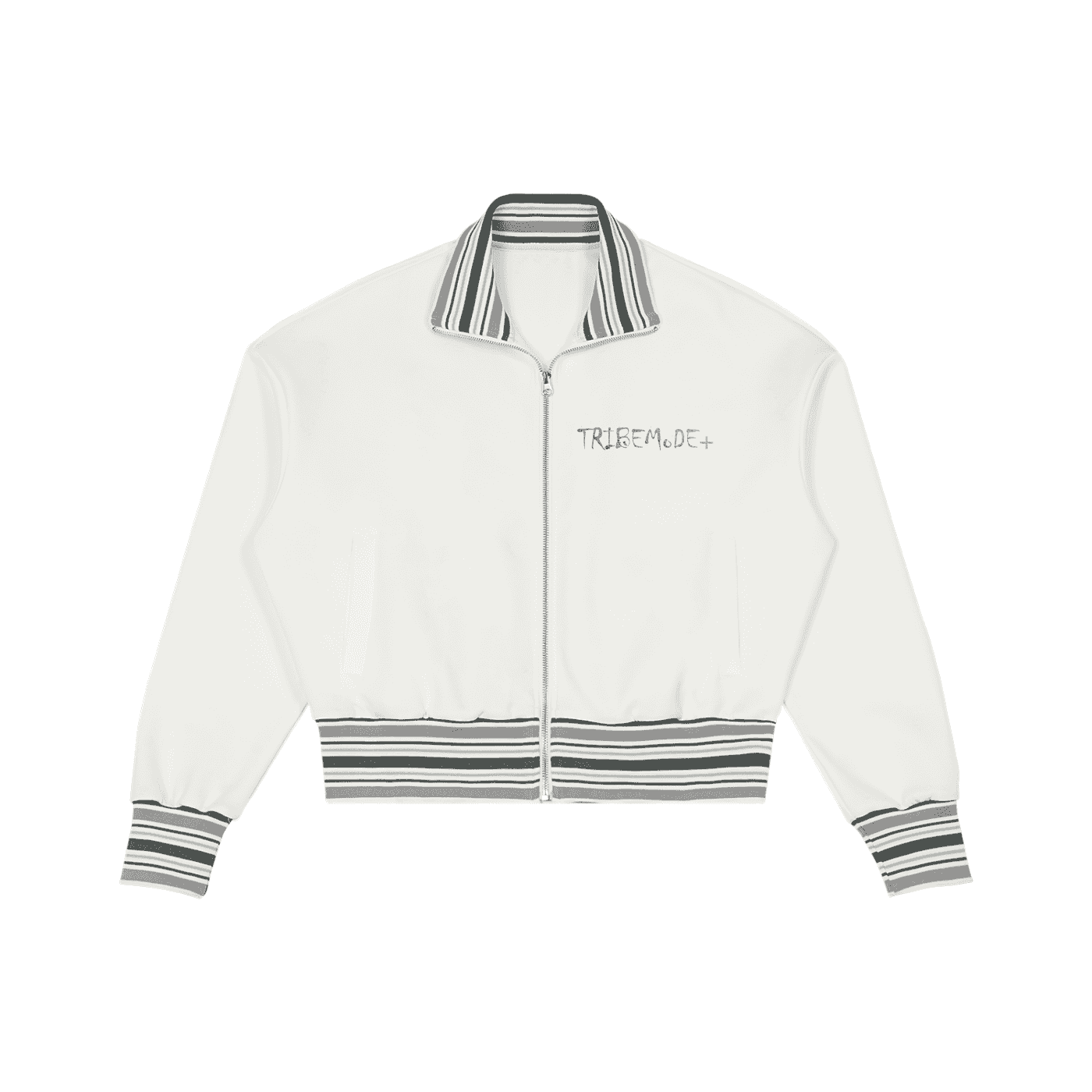 Striped Rib Collar Zip Jacket - Tribemodeplus