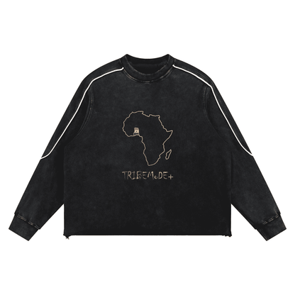 Mineral Wash Piping Raw Hem Sweatshirt - Tribemodeplus