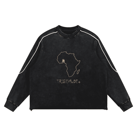 Mineral Wash Piping Raw Hem Sweatshirt - Tribemodeplus