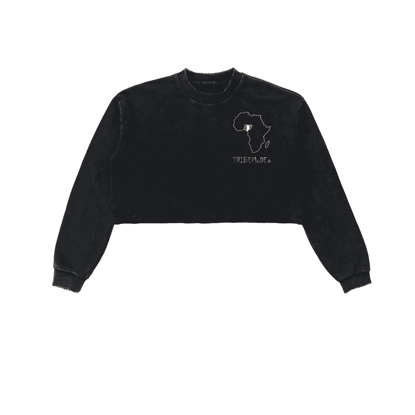 Snow Washed Raw Edge Cropped Sweatshirt - Tribemodeplus