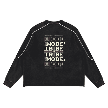 Mineral Wash Piping Raw Hem Sweatshirt - Tribemodeplus