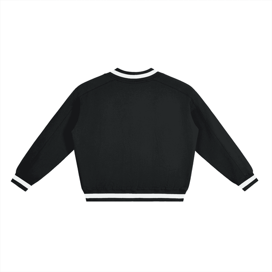 V-Neck Contrast Collar Boxy Sweatshirt - Tribemodeplus