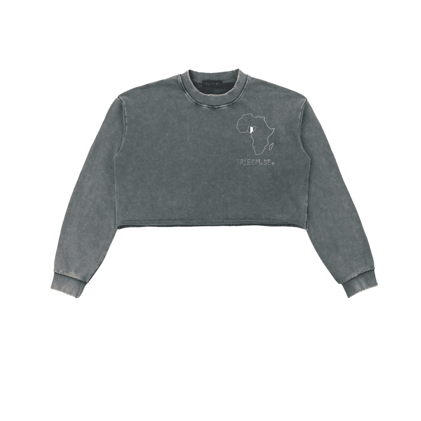 Snow Washed Raw Edge Cropped Sweatshirt - Tribemodeplus