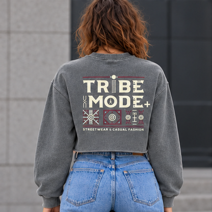 Ghana Cropped Sweatshirt  — Snow Washed Raw Edge