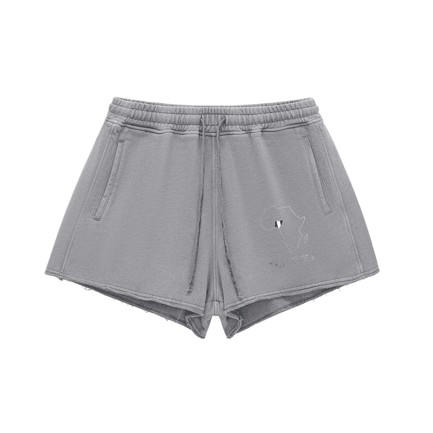 Snow Washed Raw Edge Drawstring Shorts - Tribemodeplus