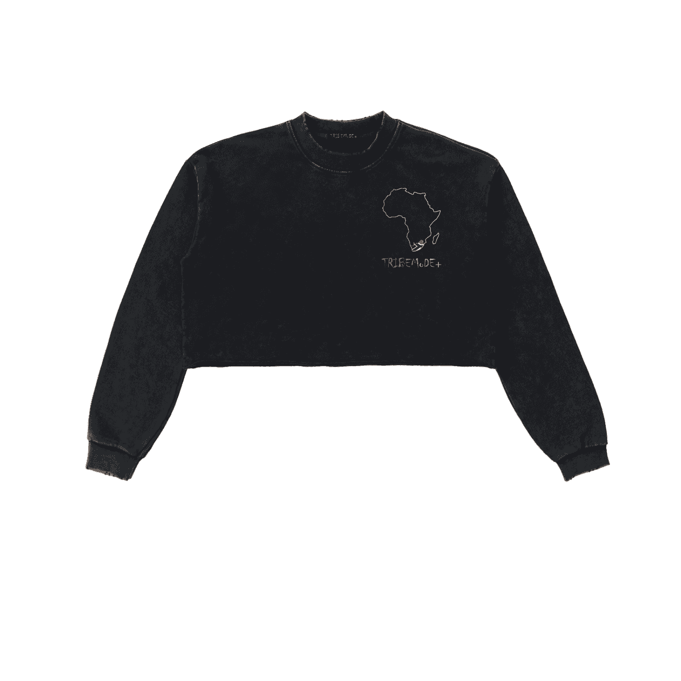 Snow Washed Raw Edge Cropped Sweatshirt - Tribemodeplus