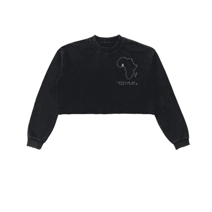 Snow Washed Raw Edge Cropped Sweatshirt - Tribemodeplus