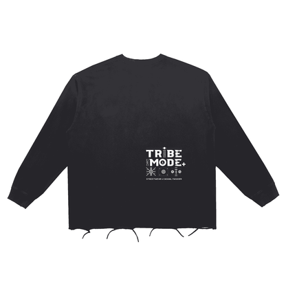 Snow Wash Raw Edge Cotton T-Shirt - Tribemodeplus