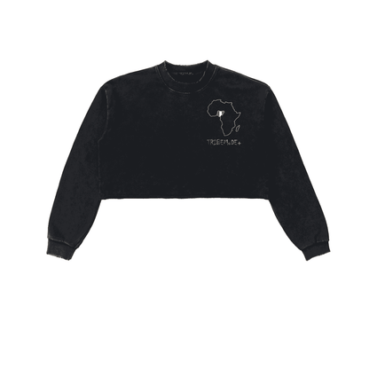 Snow Washed Raw Edge Cropped Sweatshirt - Tribemodeplus