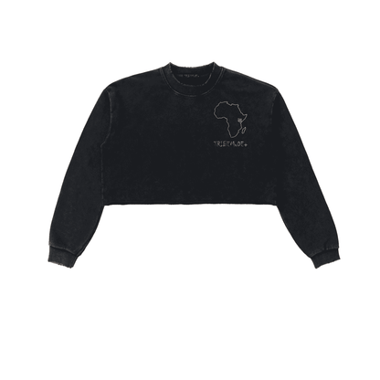 Snow Washed Raw Edge Cropped Sweatshirt - Tribemodeplus