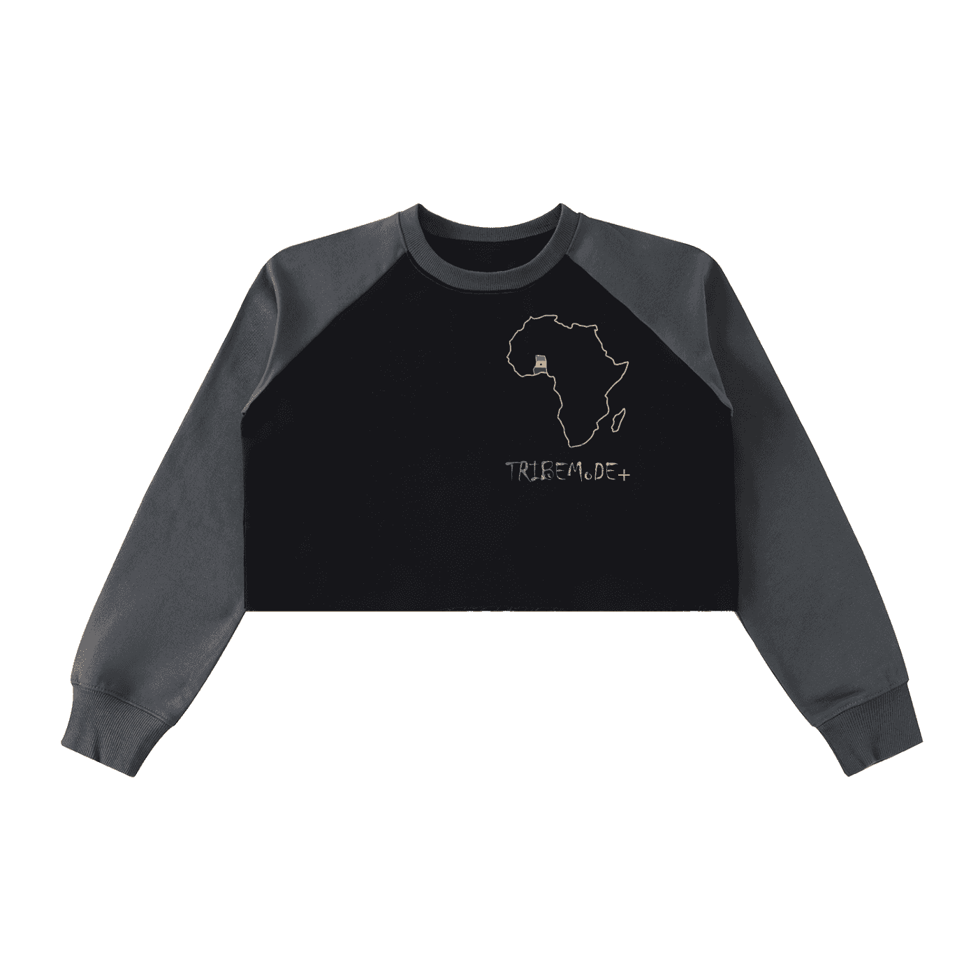 Raw-Hem Color-Block Raglan Crop Sweatshirt - Tribemodeplus