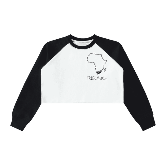 Raw-Hem Color-Block Raglan Crop Sweatshirt - Tribemodeplus