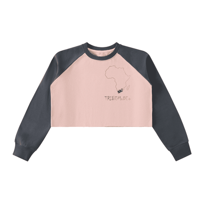 Raw-Hem Color-Block Raglan Crop Sweatshirt - Tribemodeplus