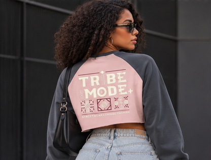Nigeria Raglan Crop Sweatshirt — Raw-Hem Color-Block