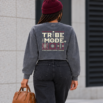 Ghana Cropped Sweatshirt  — Snow Washed Raw Edge