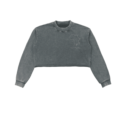 Snow Washed Raw Edge Cropped Sweatshirt - Tribemodeplus