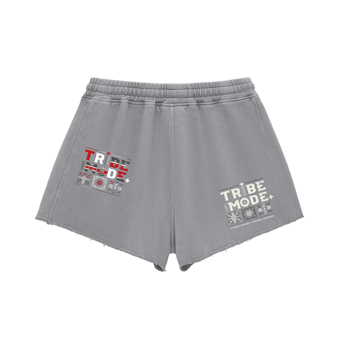 Snow Washed Raw Edge Drawstring Shorts - Tribemodeplus