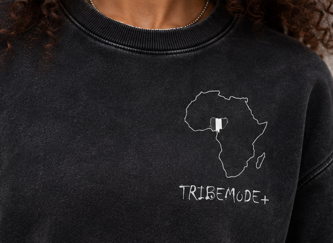 Nigeria Cropped Sweatshirt — Snow Washed Raw Edge