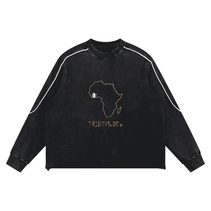 Mineral Wash Piping Raw Hem Sweatshirt - Tribemodeplus