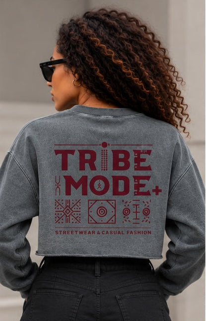 Nigeria Cropped Sweatshirt — Snow Washed Raw Edge