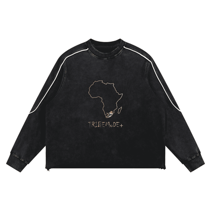 Mineral Wash Piping Raw Hem Sweatshirt - Tribemodeplus