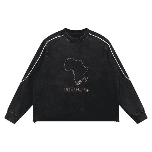Mineral Wash Piping Raw Hem Sweatshirt - Tribemodeplus