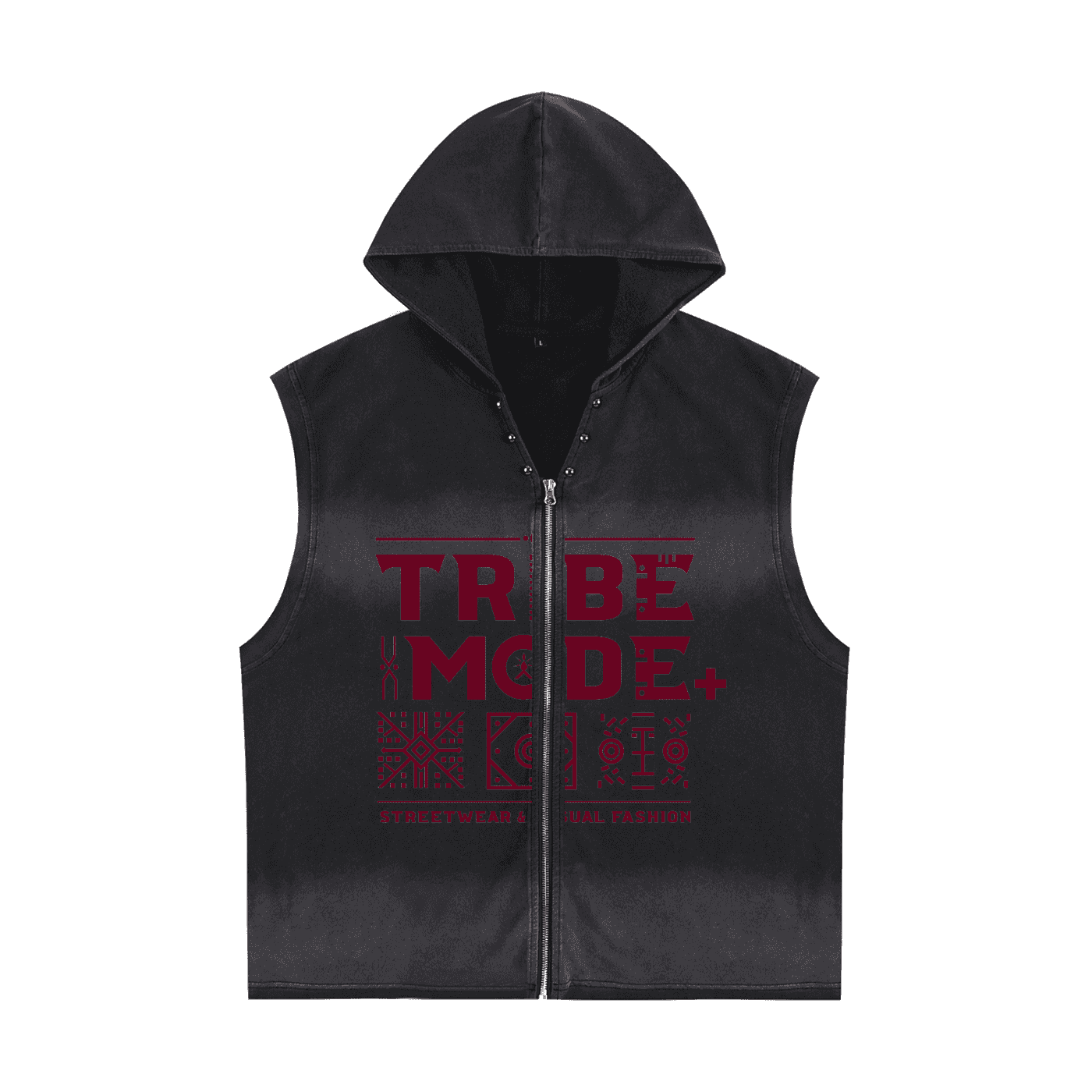 Vintage Washed Zip-Up Hooded Tank Top - Tribemodeplus
