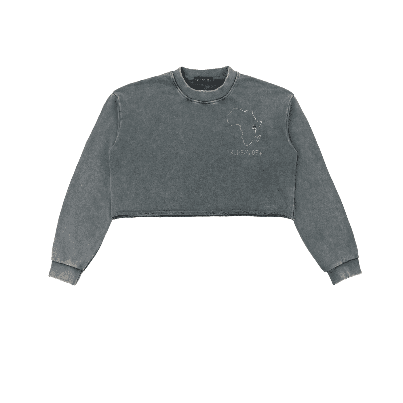 Snow Washed Raw Edge Cropped Sweatshirt - Tribemodeplus