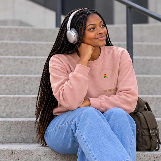 Ghana Cropped Sweatshirt  — Snow Washed Raw Edge