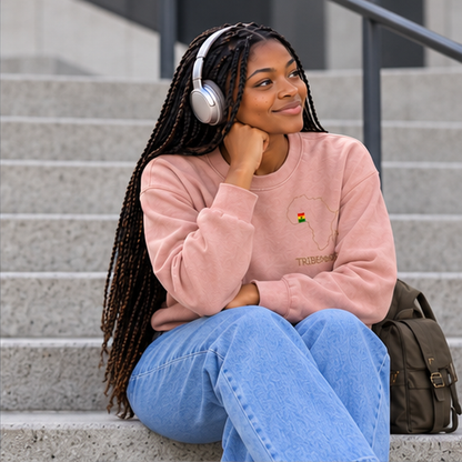 Ghana Cropped Sweatshirt  — Snow Washed Raw Edge