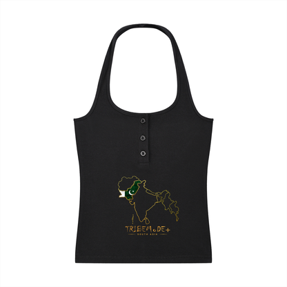 Women's Ribbed Henley Tank Top