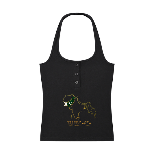 Women's Ribbed Henley Tank Top