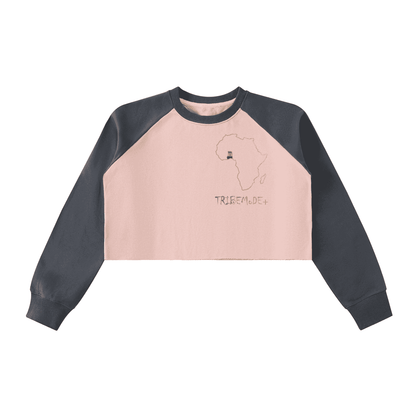 Raw-Hem Color-Block Raglan Crop Sweatshirt - Tribemodeplus