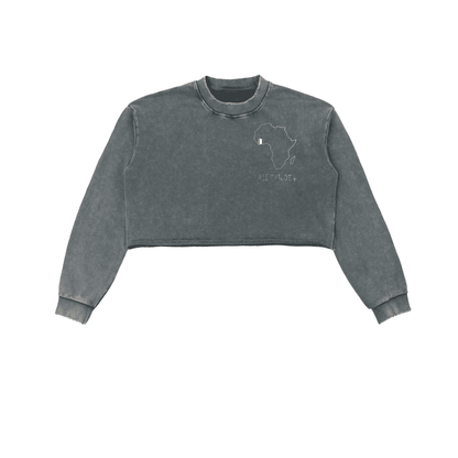 Snow Washed Raw Edge Cropped Sweatshirt - Tribemodeplus