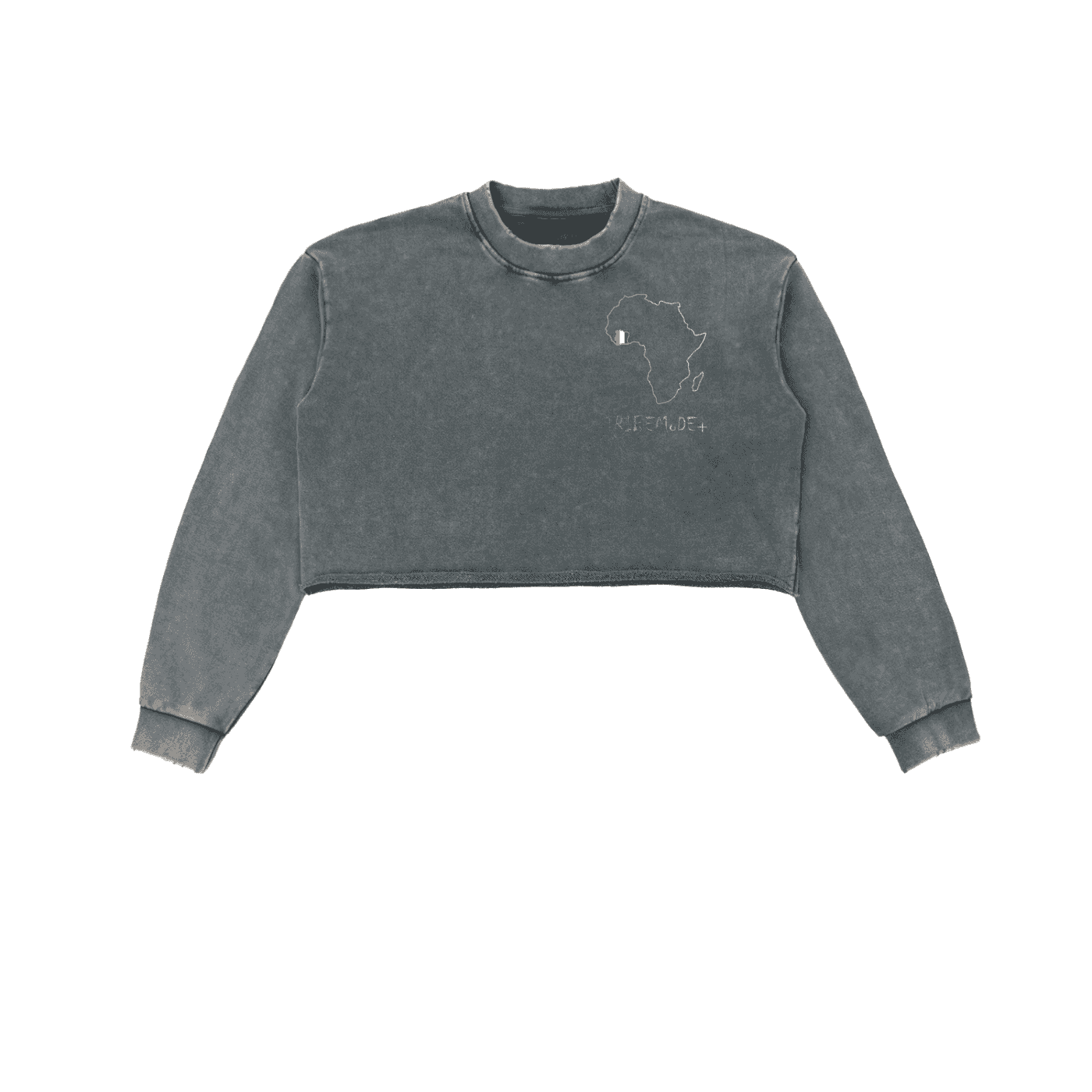 Snow Washed Raw Edge Cropped Sweatshirt - Tribemodeplus