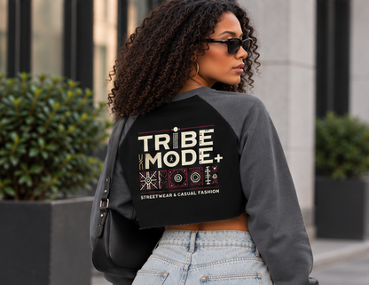 Nigeria Raglan Crop Sweatshirt — Raw-Hem Color-Block