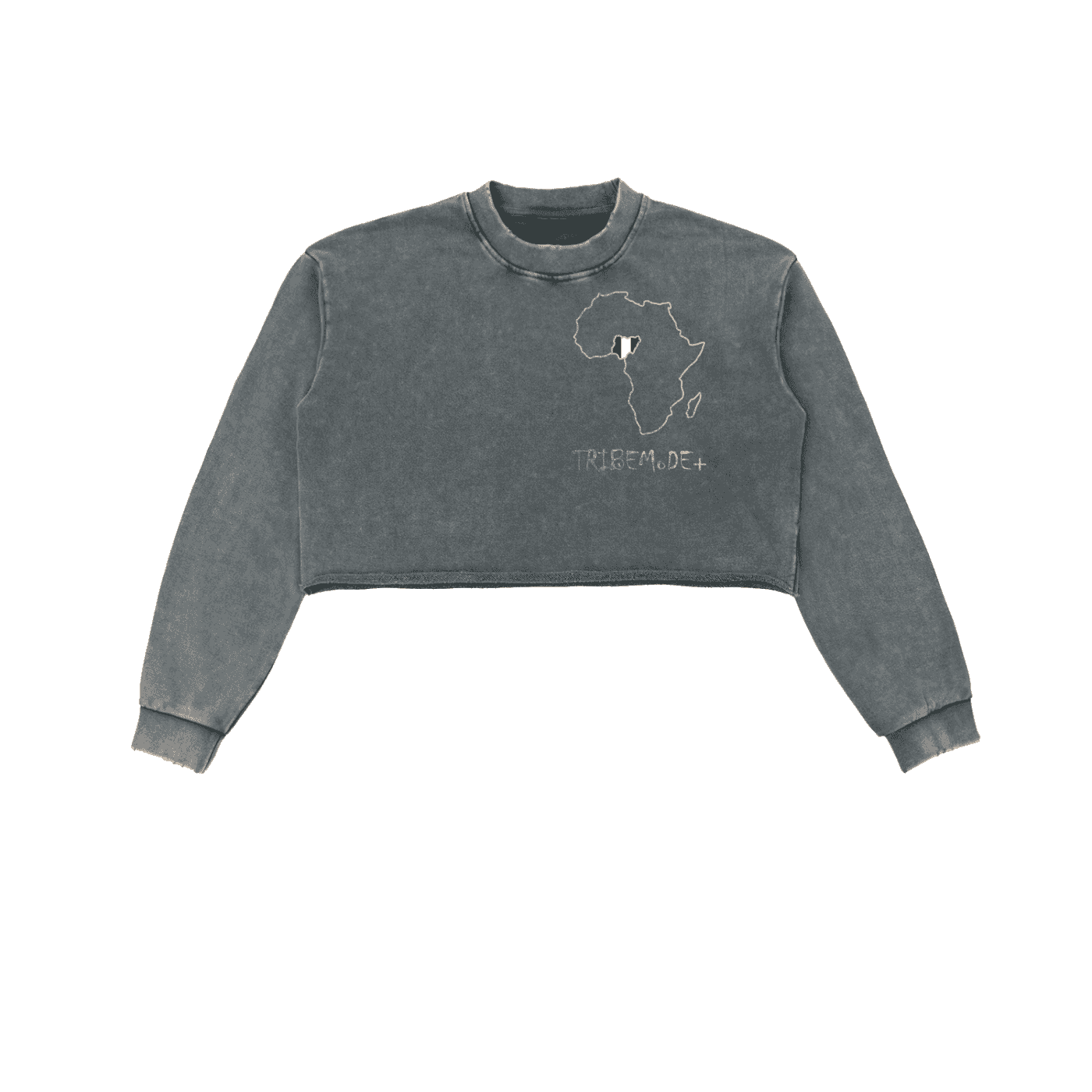 Snow Washed Raw Edge Cropped Sweatshirt - Tribemodeplus