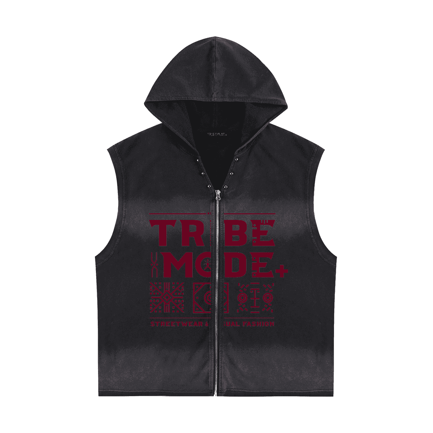 Vintage Washed Zip-Up Hooded Tank Top - Tribemodeplus