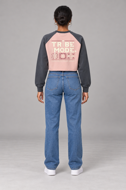 Kenya Raglan Crop Sweatshirt — Raw-Hem Color-Block