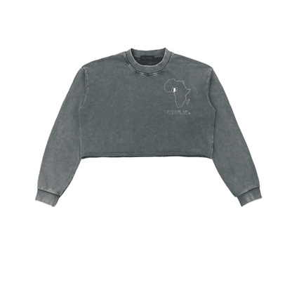 Snow Washed Raw Edge Cropped Sweatshirt - Tribemodeplus