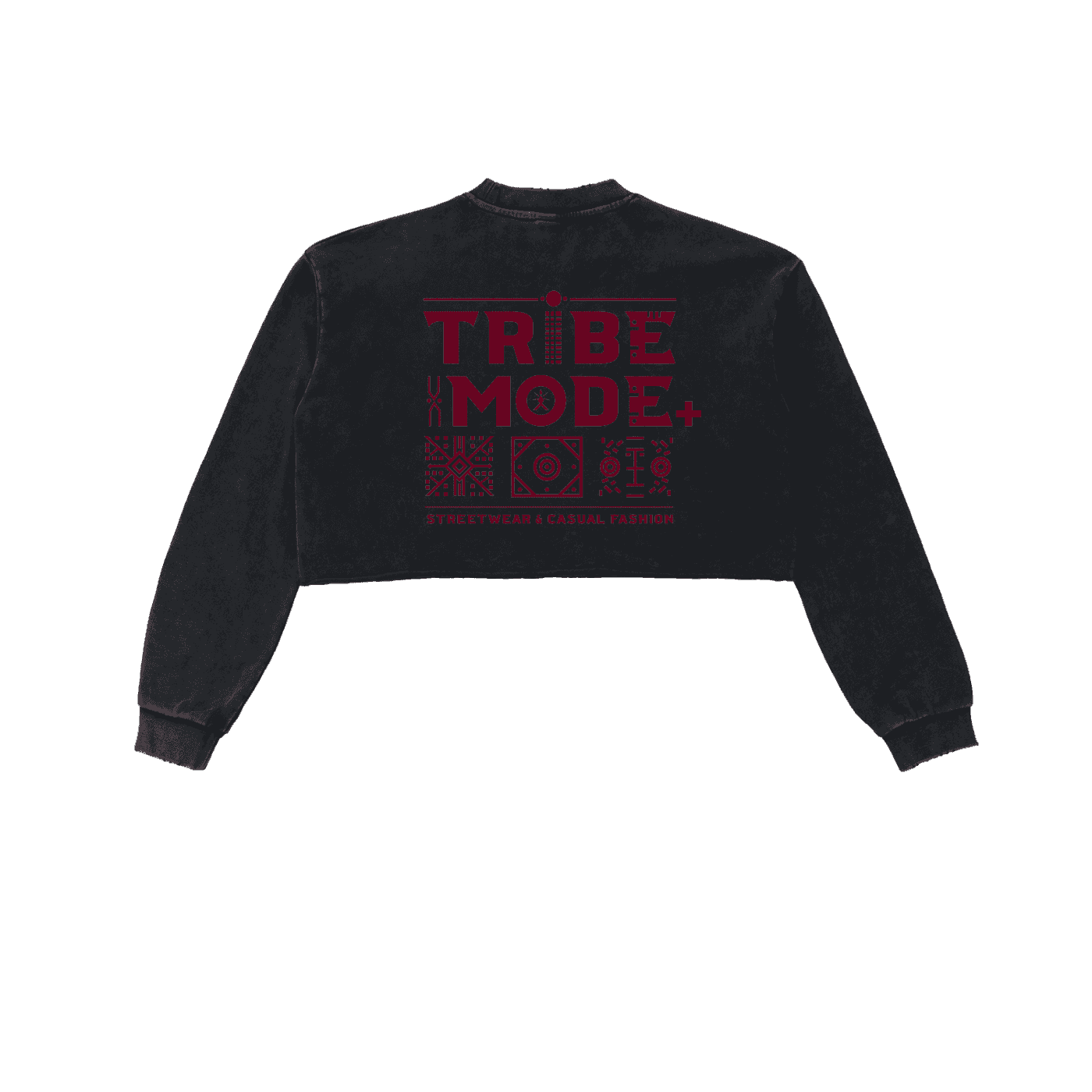 Snow Washed Raw Edge Cropped Sweatshirt - Tribemodeplus