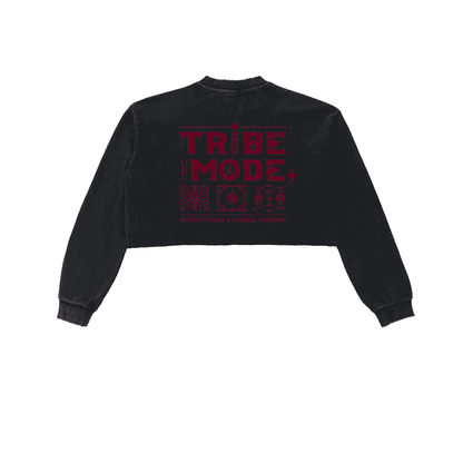 Snow Washed Raw Edge Cropped Sweatshirt - Tribemodeplus