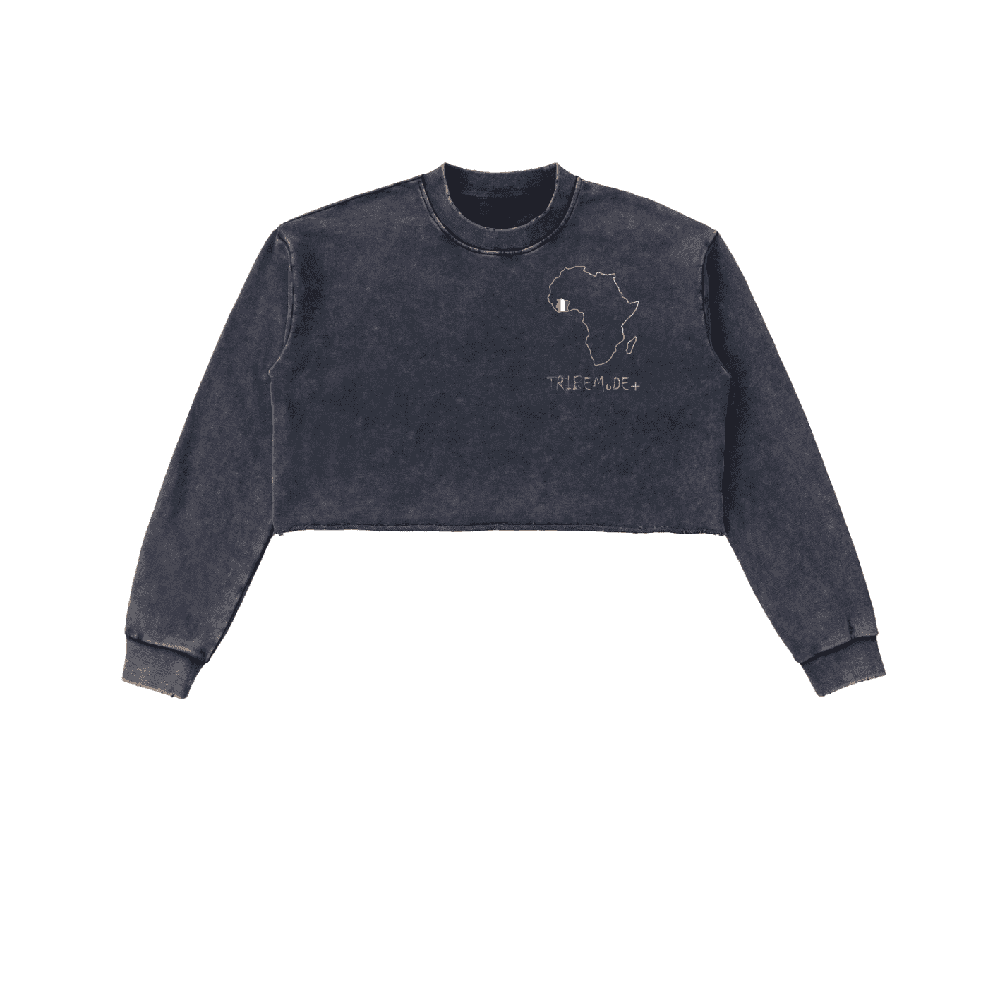 Snow Washed Raw Edge Cropped Sweatshirt - Tribemodeplus